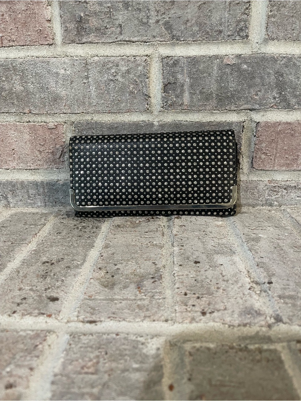 Black Studded Wallet with Silver Trim